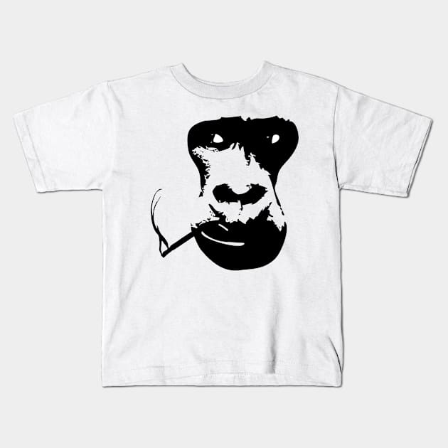 Gorilla Smoke Kids T-Shirt by SeijiArt